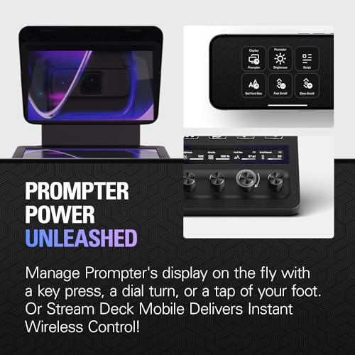 Elgato Prompter – Teleprompter with Built-in Screen for YouTube, Twitch, Zoom, MS Teams and More, Supports DSLR/Webcam/Smartphone, Drag & Drop Monitor Display,Works with Mac/PC & Stream Deck