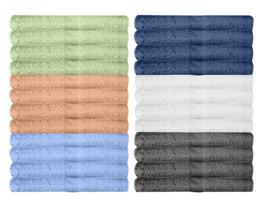 BEST TOWEL - Washcloths 24 Pack Multicolor Wash Cloths for Bathroom, Spa, and Gym Towel, Extra-Absorbent Flannel Face 100% Cotton(12x12)