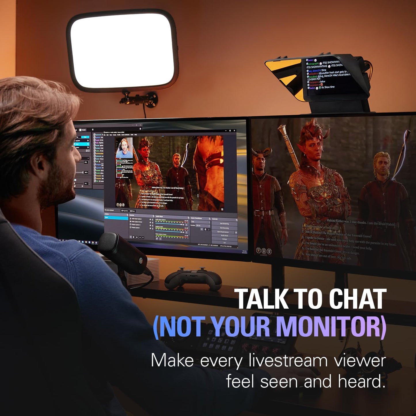 Elgato Prompter – Teleprompter with Built-in Screen for YouTube, Twitch, Zoom, MS Teams and More, Supports DSLR/Webcam/Smartphone, Drag & Drop Monitor Display,Works with Mac/PC & Stream Deck