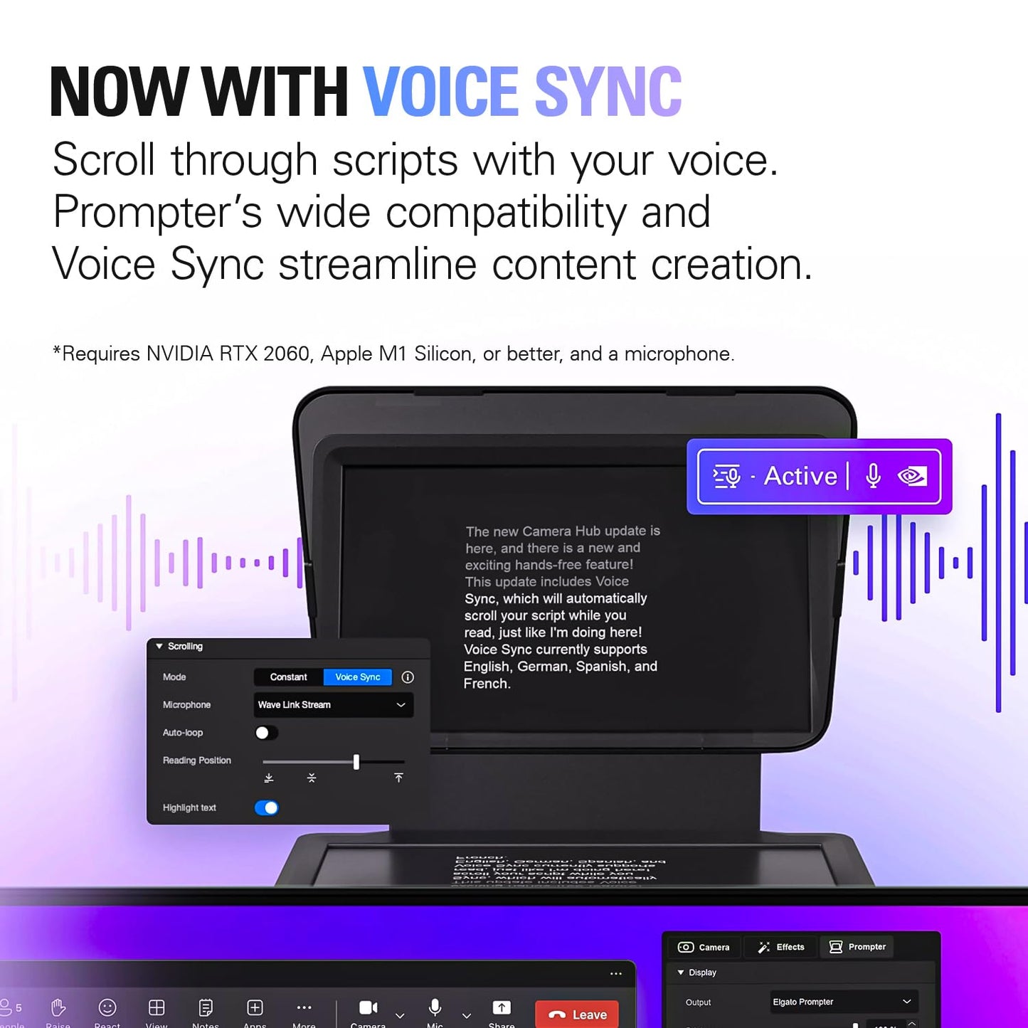 Elgato Prompter – Teleprompter with Built-in Screen for YouTube, Twitch, Zoom, MS Teams and More, Supports DSLR/Webcam/Smartphone, Drag & Drop Monitor Display,Works with Mac/PC & Stream Deck