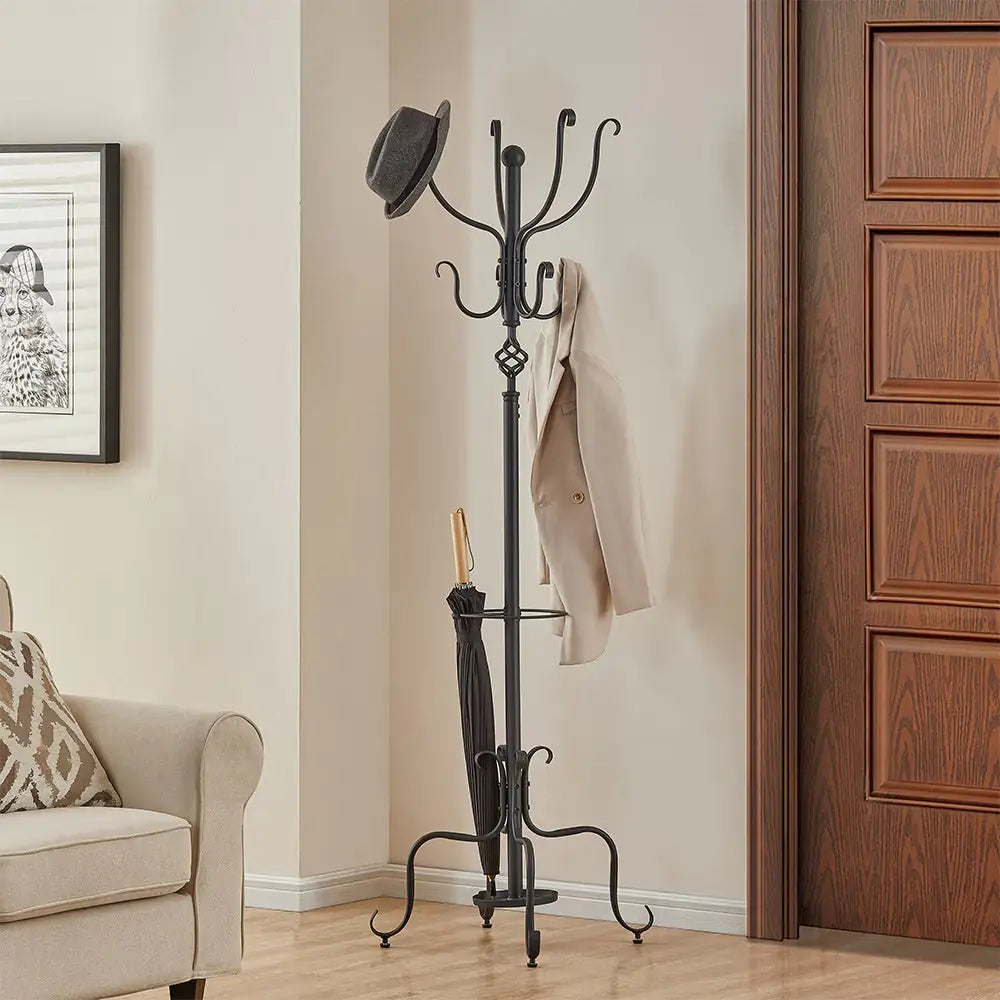 Freestanding Metal Coat Hat Rack,Clothes Hanger With Umbrella Holder,for Entryway,Bedroom,Home,Office